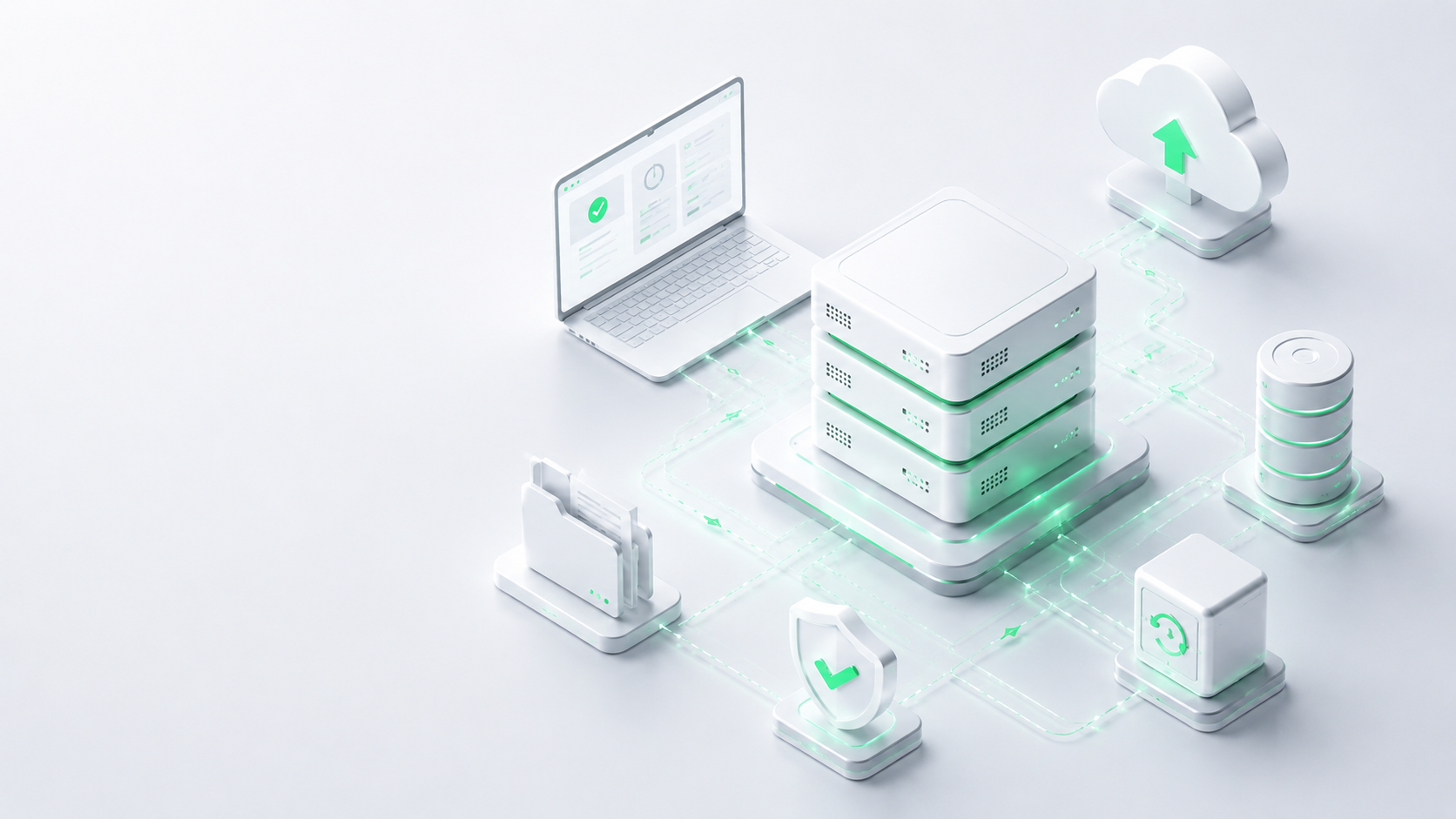 Ilustrație pentru serviciu de backup automat pentru servere, stații de lucru și date business
